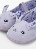 Chausson ballerine violet broderie tête de lapin et pompon Fille NUILAPETTE / 25F10PF31CHP205