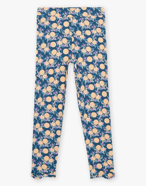 Legging bleu-vert à oranges et fleurs FLALEGETTE 2 / 23E2PFO2LG608