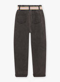 Jean denim gris paperbag et ceinture rayée enfant fille CLODETTE2 / 22E2PFF1JEAK004