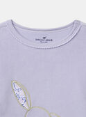 Chemise de nuit violet à broderie lapin et patch pompon et legging fleuri Fille  NUIDINETTE / 25H5PFB2CHN205