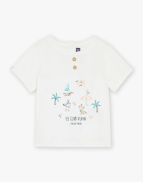 T-shirt écru à manches courtes à motif plage et animaux FAVICTOR / 23E1BGQ1TMC001