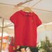 T-shirt rouge à col Claudine