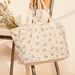 Tote Bag à rayures moutarde et motif fleuri