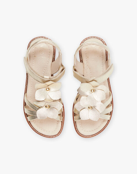 Sandales dorées à fleurs en relief FASANDETTE / 23N10PF21D0E954