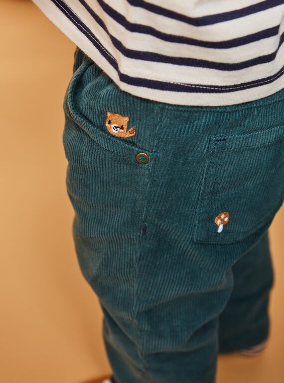 Pantalon en velours côtelé bleu canard DANOE / 22H1BGU2PAN714