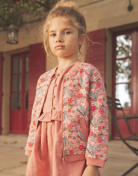 Bomber rose pâle à fleurs FITEDETTE / 23E2PFD1CARD318