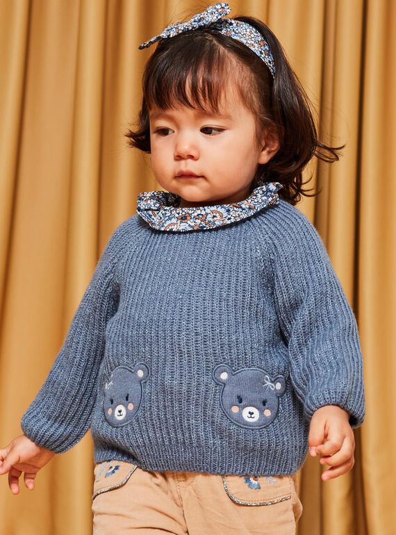 Pull bleu gris en tricot DAROMY / 22H1BFY1PULC206