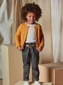 Jean denim gris paperbag et ceinture rayée enfant fille CLODETTE2 / 22E2PFF1JEAK004