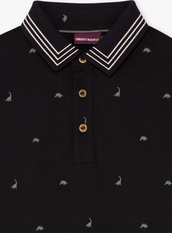 Polo noir brodé dinosaures enfant garcçon BAPOLAGE / 21H3PG21POL090