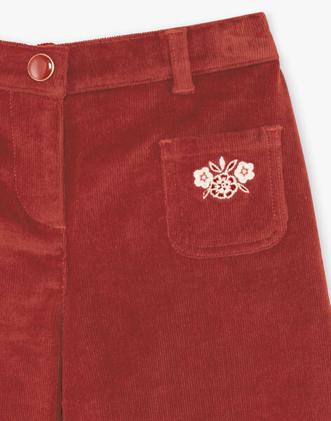 Pantalon large rouge brique enfant fille BUBLETTE / 21H2PFJ1PAN821