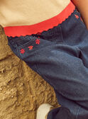 Jean wide leg bleu foncé à poches brodées floral Fille NEJINETTE / 25H2PFK1JEAP271