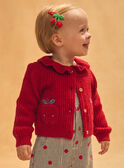 Cardigan rouge avec patch pommes et col volant Bébé Fille NAGISELLE / 25H1BFM2CAR050