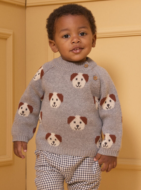 Pull jacquard chiens LAOREL / 24H1BGQ1PUL943