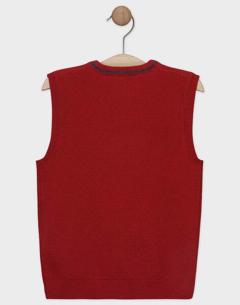 Pull Sans Manche Rouge En Tricot Garcon