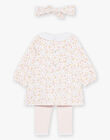 Ensemble robe, bandeau et legging écru à fleurs FOSTINE / 23E0CF73ENS321