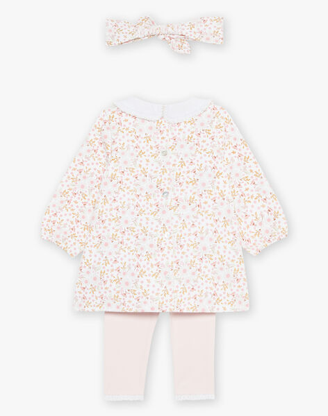 Ensemble robe, bandeau et legging écru à fleurs FOSTINE / 23E0CF73ENS321