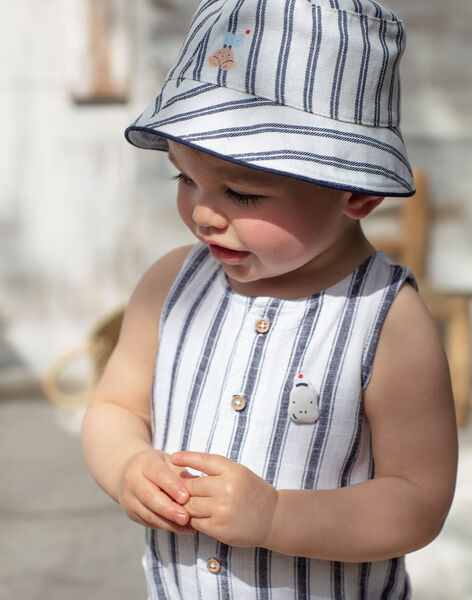 Chapeau Bob En Chambray Reversible Bebe Garcon Escapade Marine Bebe Sergentmajor