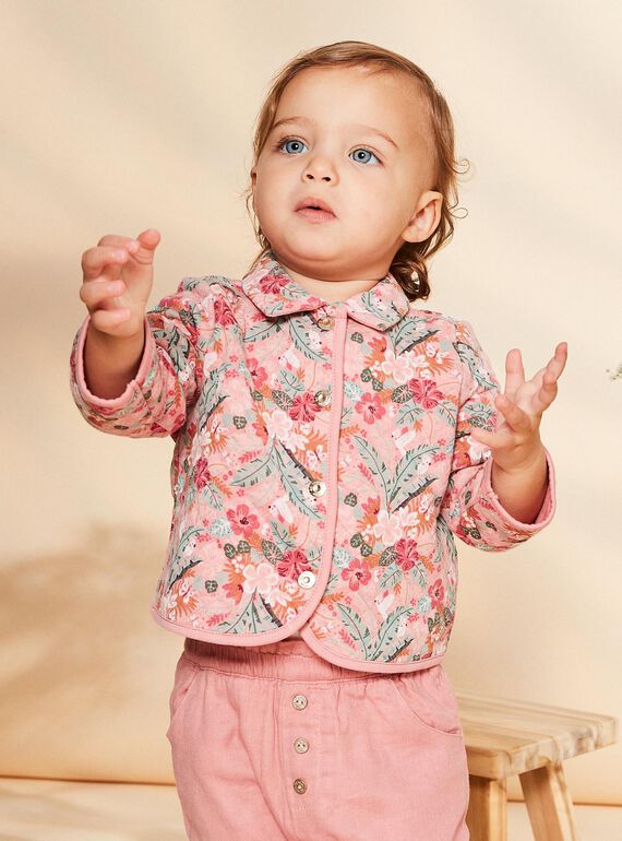 Veste matelassée vieux rose à fleurs FAIMIMI / 23E1BFD2CARD318