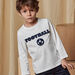 T-shirt écru et bleu marine football enfant garçon