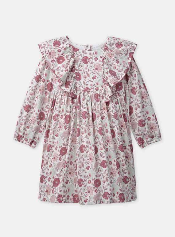 Robe imprimé fleuries avec volants aux épaules et manches longues Fille NIVOLETTE / 25H2PFL2ROB001