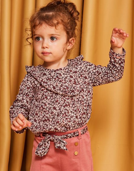Body-blouse prune à imprimé feuillage DAKARINE / 22H1BFR2BOD709