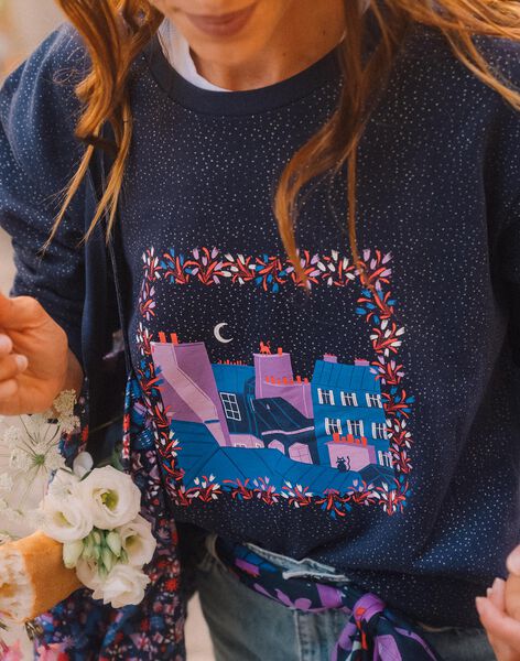 Sweat Camille Witt marine à paillettes - Maman DOSWEF / 22H2FFT1SWE705