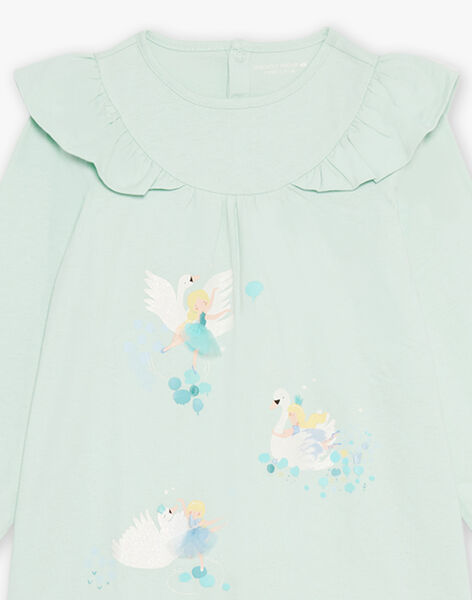 Pyjama en coton vert pâle avec danceuses et cygnes FLONETTE / 23E5PF21CHN614
