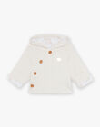 Veste de naissance à capuche en tubique écrue FOLMER / 23E0CM61VESA011
