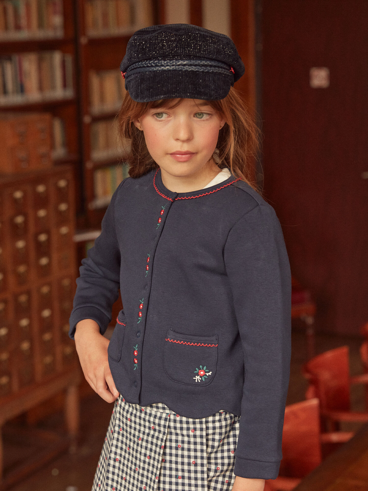 Gilet a broderies fleurs Fille Sergent Major