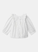 Blouse blanche à broderie anglaise et volants aux épaules Bébé Fille NAERICA / 25H1BFL1CHE001