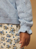 Cardigan bleu ajouré et bas de manches volantées Bébé Fille NAJESSICA / 25H1BFQ2CAR020