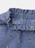 Short bleu à motif fleurs en velours Fille NUSHORETTE / 25H2PFQ1SHO205