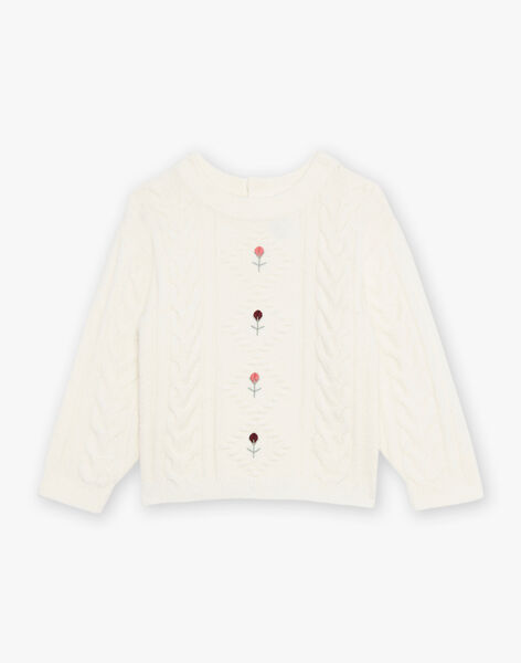 Pull écru à motifs fleurs et points fantaisie DUCHETTE / 22H2PFR1PUL632