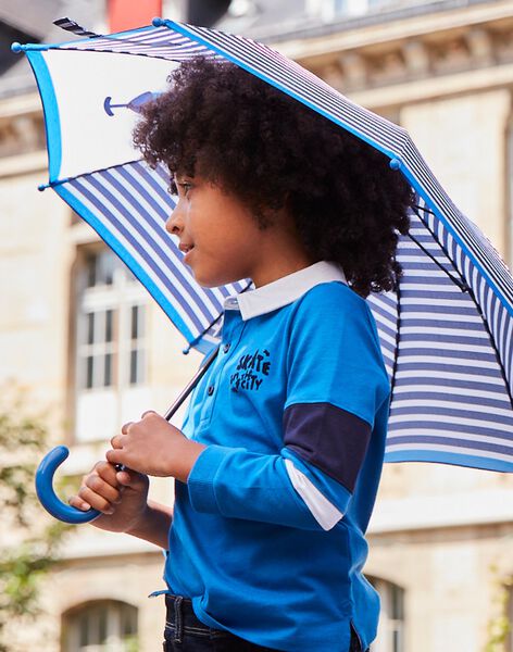 Parapluie rayé bleu et blanc à animation loup DAPLAGE / 22H4PGE1PUIC205