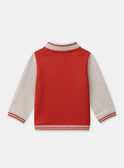 Veste Teddy rouge à broderie ourson et manches longues écrues Bébé Garçon NADYLAN / 25H1BGK1CARF520