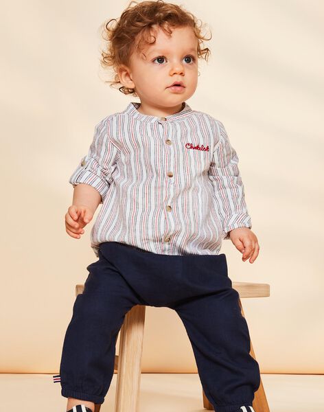 Chemise en lin écru à rayures FAKARL / 23E1BGC1CHM001