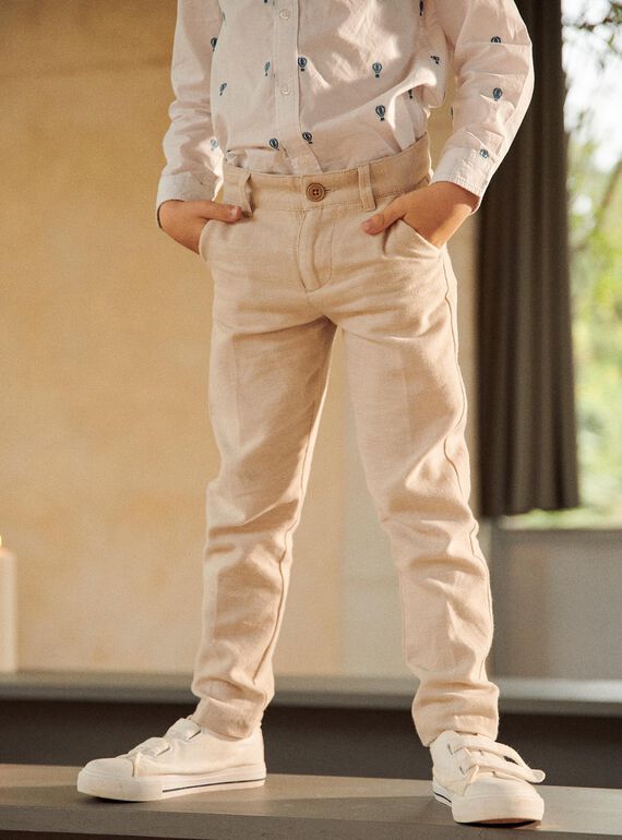 Pantalon beige en lin FRELINAGE / 23E3PGI1PANA013