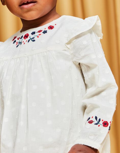 Blouse en voile de coton à broderies fleuries DAORELIA / 22H1BFX1CHE001