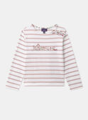 T-shirt à rayures rose avec patch "Rêveuse" Fille NIRAYETTE / 25H2PFL2TML001