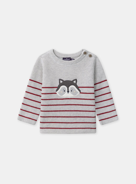 Pull gris avec patch raton laveur Bébé Garçon NAISIDOR / 25H1BGP1PULJ920