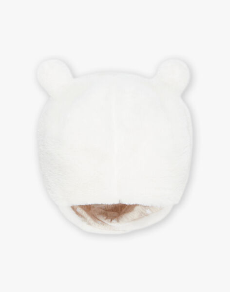 Bonnet blanc en fourrure synthétique visage d'ourson DISONIA / 22H4BFN3BON001