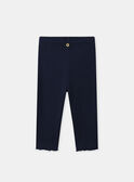 Ensemble sweat blanc imprimé pommes avec volants aux épaules et legging bleu marine Bébé Fille NAGERALDINE / 25H1BFM1ENS001