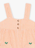 Barboteuse à carreaux orange et écrus bébé fille CAPAULINE / 22E1BFM1SACE403