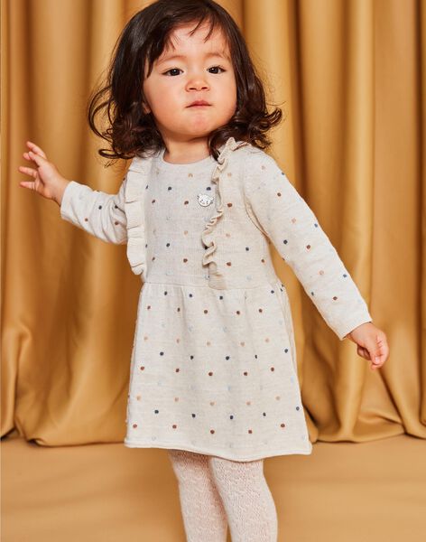 Robe en tricot à jacquard petits pois écru DAROXANE / 22H1BFY1ROB006