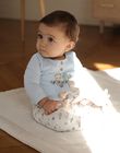 Body-T-shirt bleu, pantalon beige et chaussettes vert d'eau FOREST / 23E0CG72ENS614