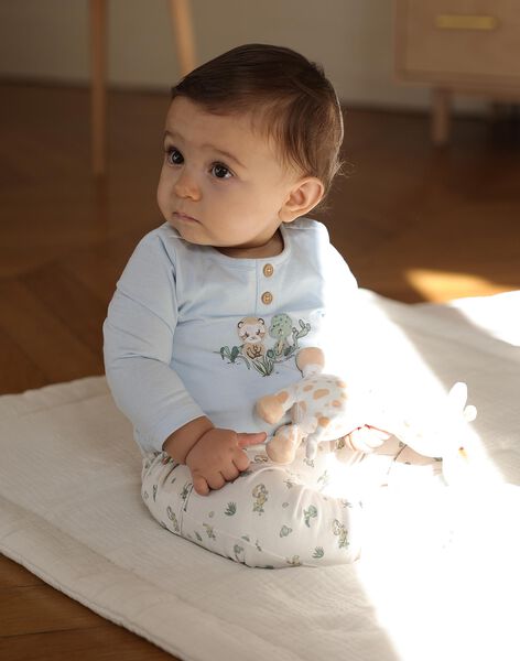 Body-T-shirt bleu, pantalon beige et chaussettes vert d'eau FOREST / 23E0CG72ENS614