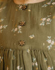 Robe en double gaze de coton à imprimé fleuri kaki DACECILE / 22H1BFD1ROB604