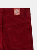 Pantalon en velours rouge LAROVAGE / 24H3PGR2PAN501