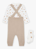 Ensemble pantalon, body et chaussettes beige et blanc LONDON / 24H0CM11ENS007