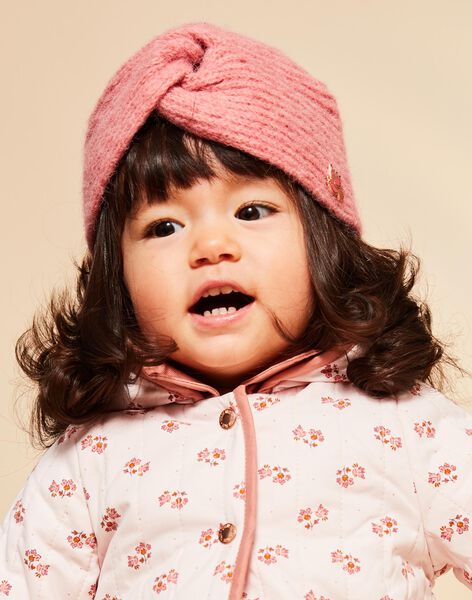 Bonnet vieux rose en tricot FIMAURINE / 23E4BF51BON817